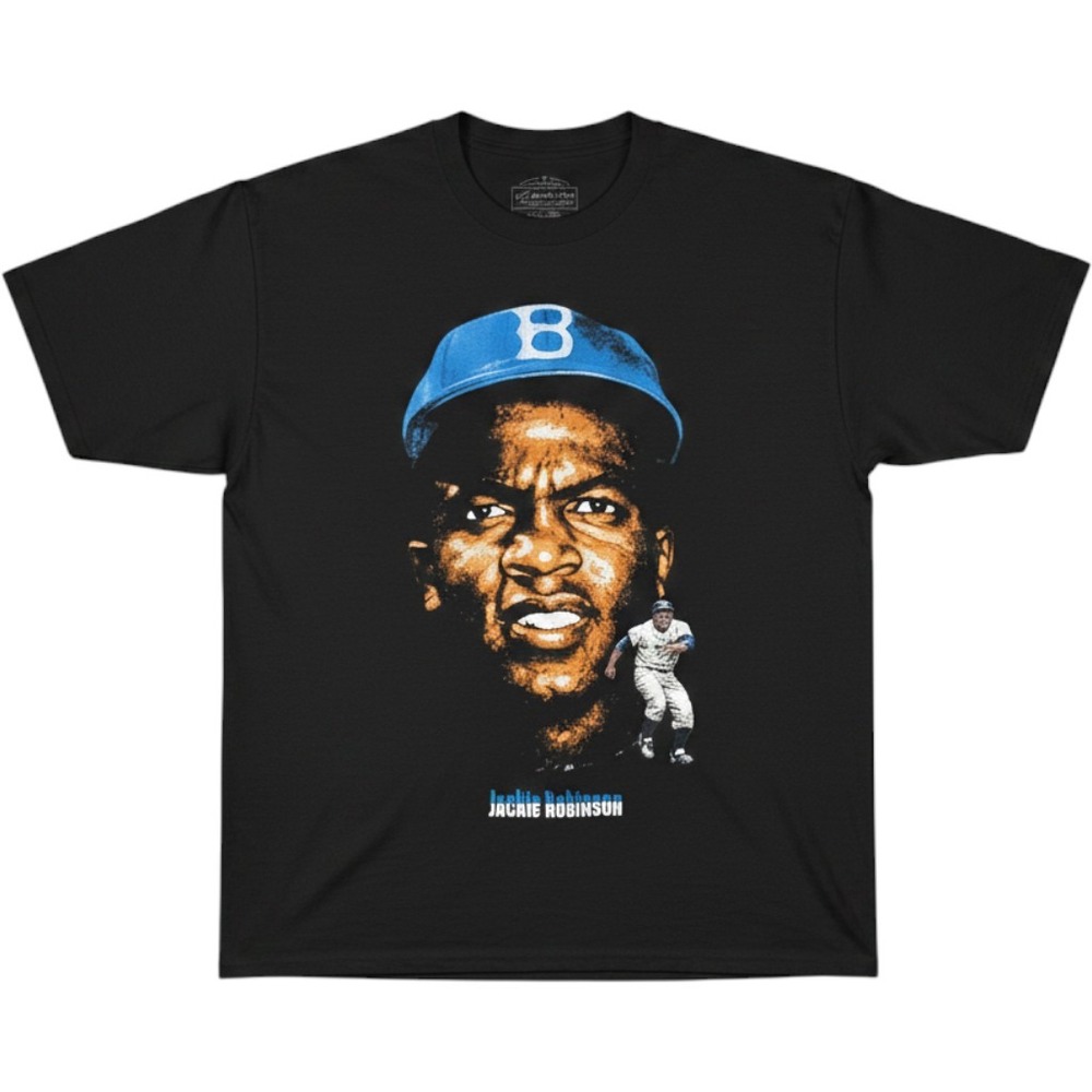 DARL Sport Jackie Robinson Graphic T-Shirt Men's 2XL Black Brooklyn Dodgers MLB